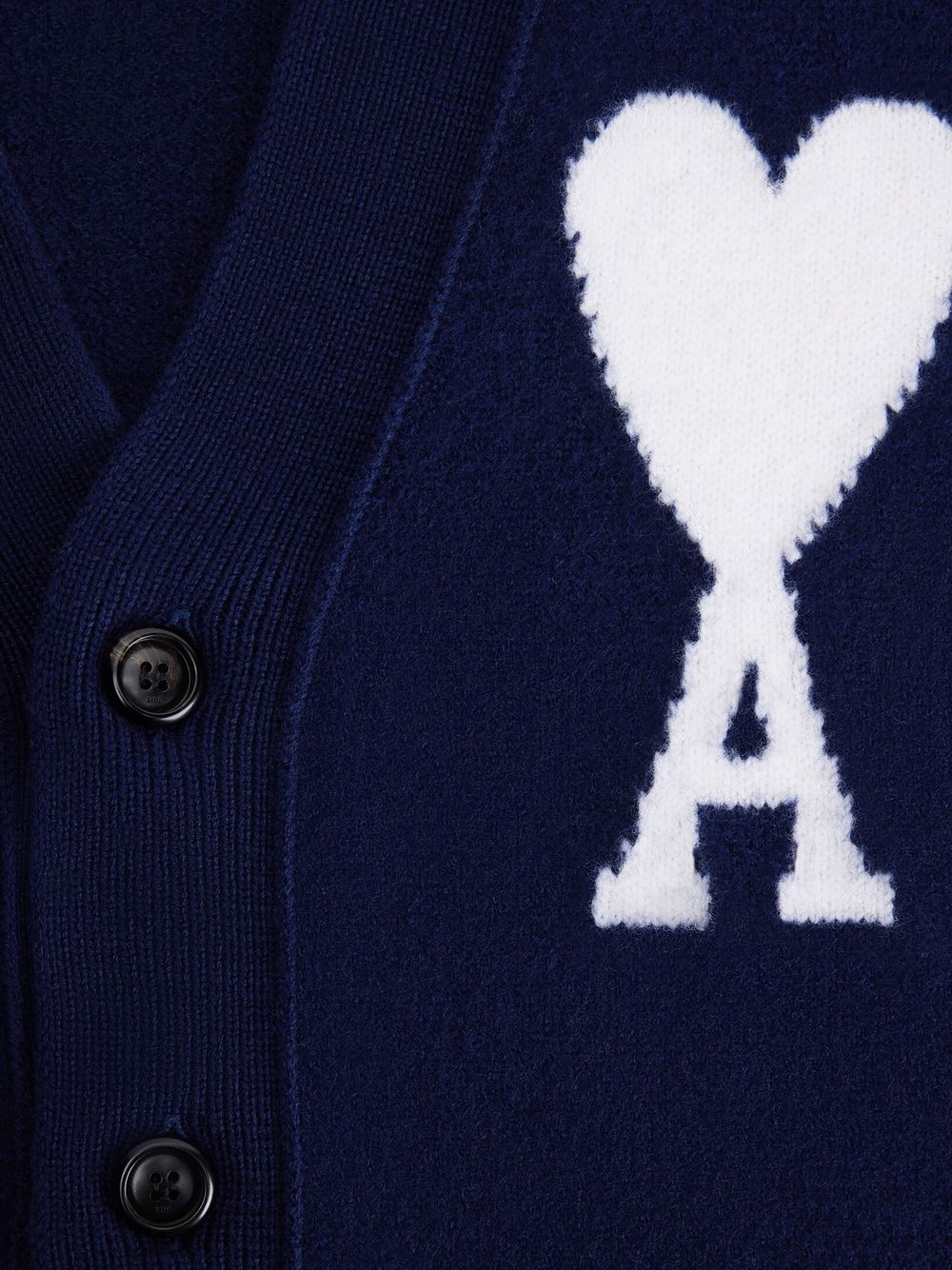 아미 / 남성 하트 로고 가디건 노틱블루 화이트 UKC002 018 493 STK - AMI