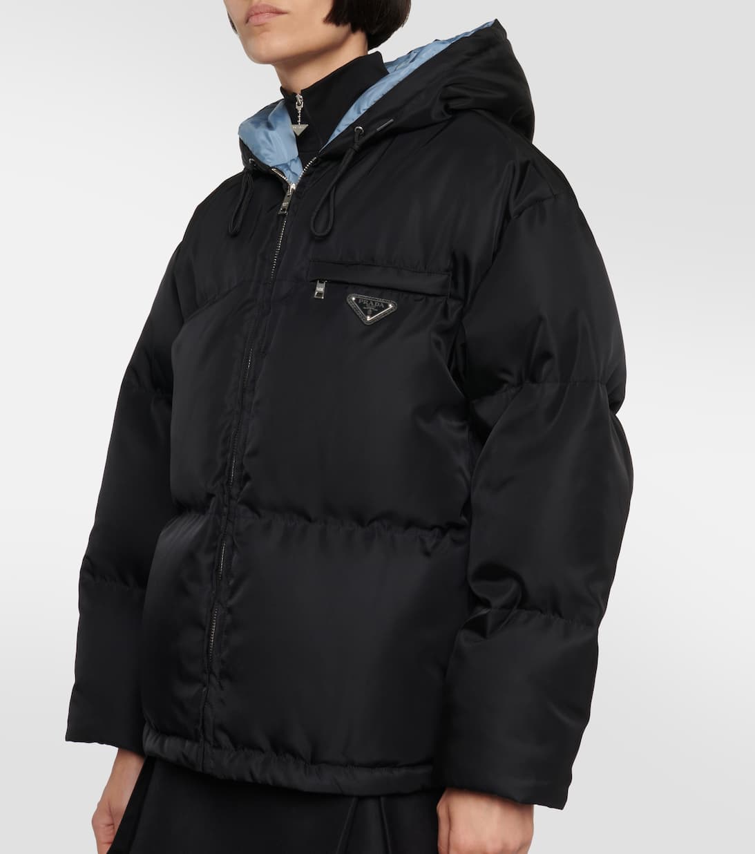 프라다 / 여성 개버딘 후드 리나일론 쇼트 다운 자켓 블랙 29B408 11C9 F0002S 222 STK - PRADA
