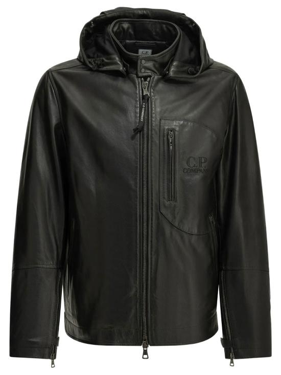 26FW 씨피 컴퍼니 가죽 자켓 21CMOW305A110457L 999 BLACK