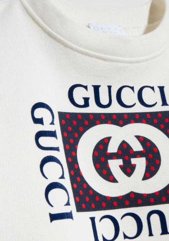 26FW [키즈] 구찌 로고 프린트 코튼 스웨트셔츠 873824 XJHYV9214 - GUCCI