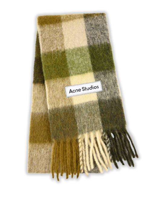 26FW 아크네 스튜디오 모헤어 체크 머플러 CA0084 DXY KHAKI CREAM DARK GREEN