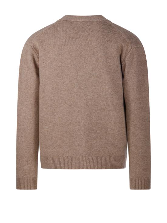 26FW 메종키츠네 폭스 헤드 인타르시아 메리노 가디건 PM00509KM0329 0626 TAUPE MELANGE DUSTY BEIGE - MAISON KITSUNE