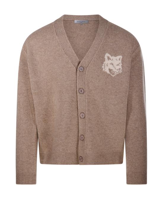 26FW 메종키츠네 폭스 헤드 인타르시아 메리노 가디건 PM00509KM0329 0626 TAUPE MELANGE DUSTY BEIGE