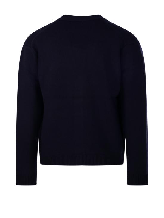 26FW 메종키츠네 폭스 헤드 인타르시아 메리노 가디건 PM00509KM0329 0630 NAVY LIGHT GREY MELANGE - MAISON KITSUNE