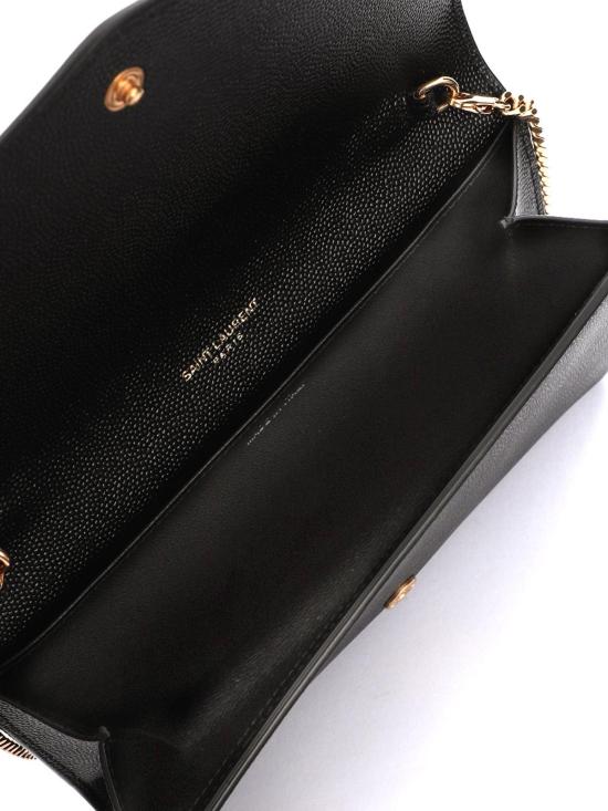 26FW 생로랑 그레인 레더 업타운 체인 지갑 6077881GF0J1000 BLACK - SAINT LAURENT