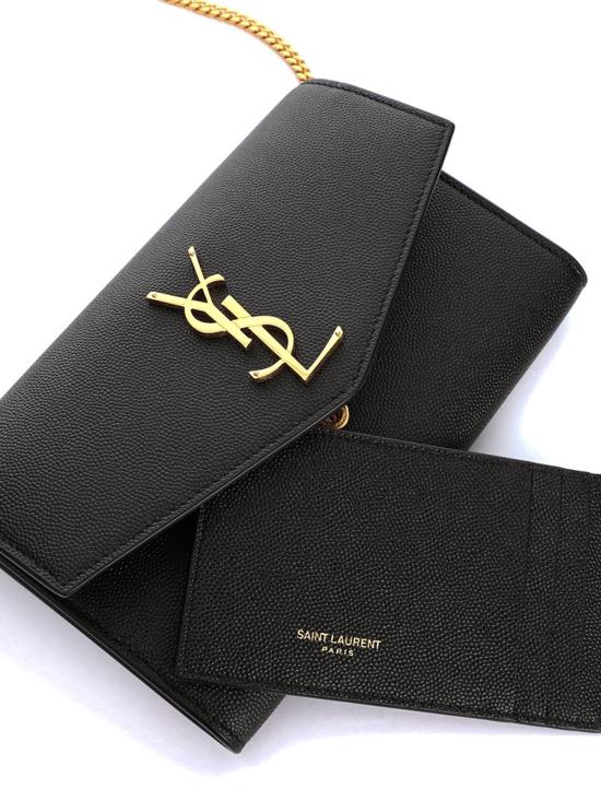26FW 생로랑 그레인 레더 업타운 체인 지갑 6077881GF0J1000 BLACK - SAINT LAURENT
