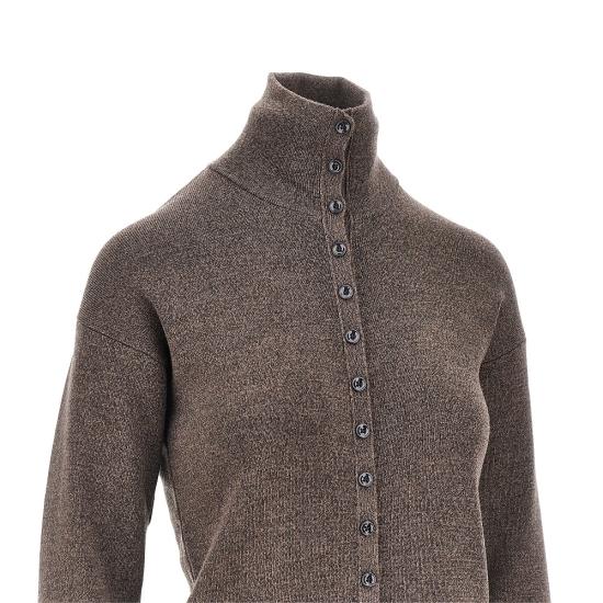 26FW 르메르 버튼 탑 파인 울 스웨터 PO0047LK1070 BR538 BROWN - LEMAIRE