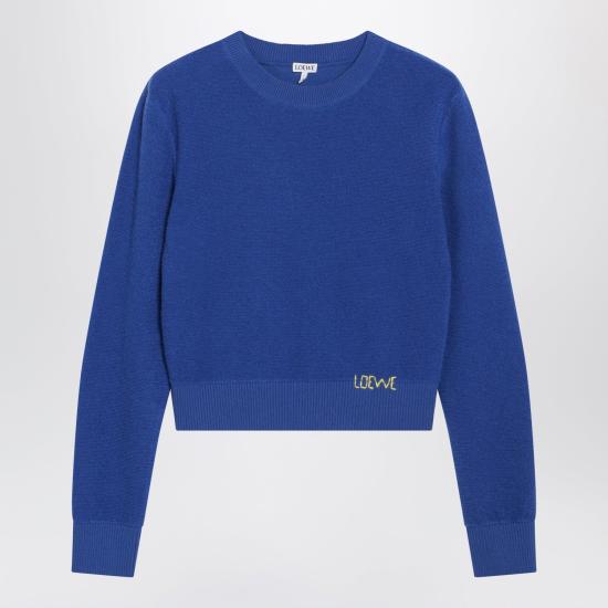 26FW 로에베 핸드 자수 디테일 울 스웨터 S359Y14KJ6WO 5380 BLUE - LOEWE