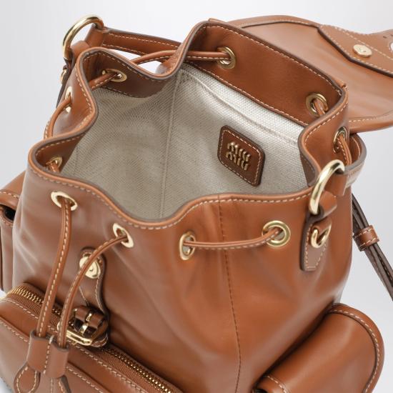 26SS 미우미우 가죽 백팩 5BZ043OCM2CRW F0046 BROWN - MIU MIU