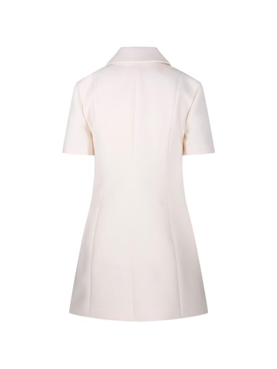 26FW 구찌 더블 G 버튼 크레이프 울 드레스 864361ZACKN 9050 WHITE - GUCCI