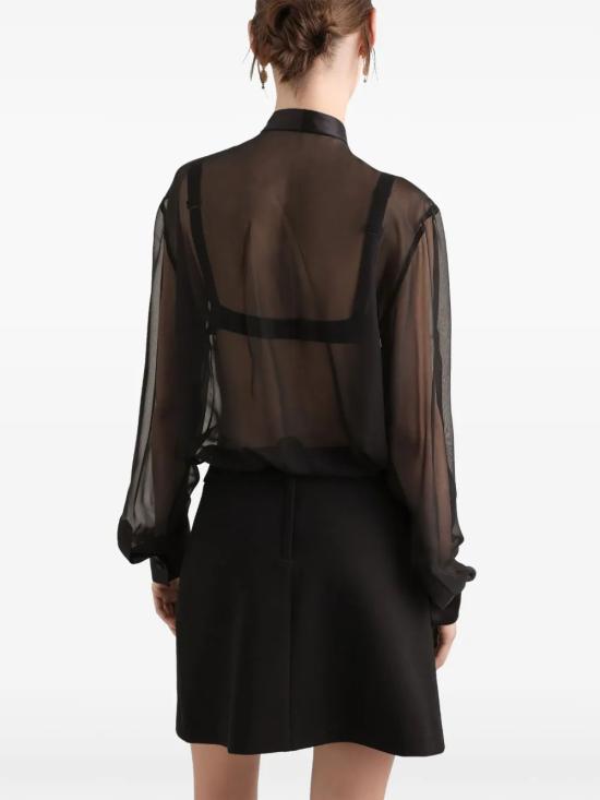 26FW 돌체앤가바나 쉬폰 보우 셔츠 F5T27TFU1AT N0000 BLACK - DOLCE & GABBANA