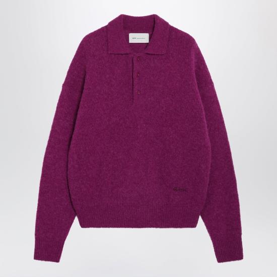 26FW 아미 알파카 아미 롱 슬리브 폴로 스웨터 HPL405KN0021 618 PURPLE - AMI