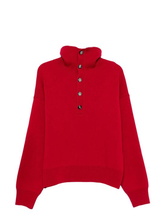 26FW 아미 브라운 하이 버튼 칼라 울 스웨터 UKS885KN0192 A186 RED