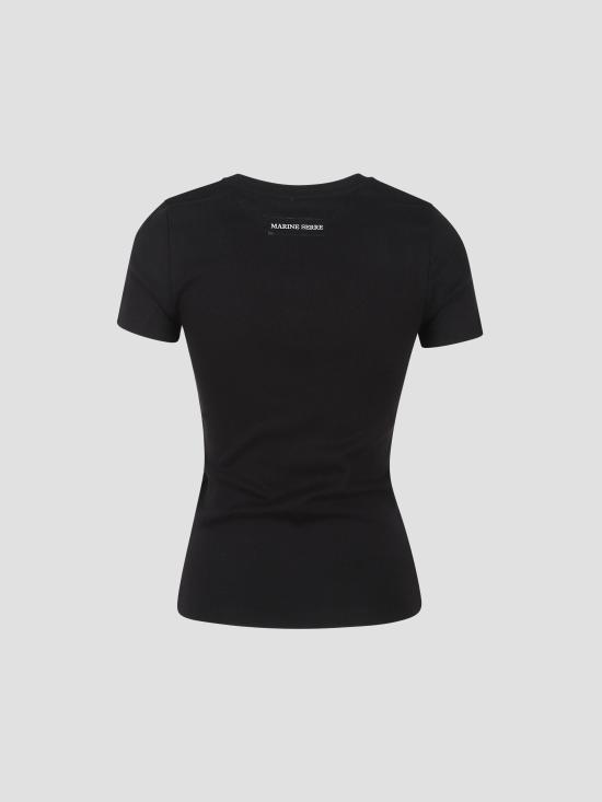 26FW 마린세르 문 로고 저지 베이비핏 티셔츠 WTT012ACJER0008 BK99 BLACK - MARINE SERRE
