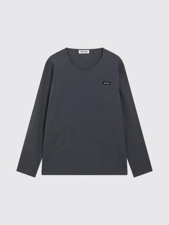 26FW 미우미우 스트레치 포플린 탑 MT2283OOO6472 F063H Grey - MIU MIU