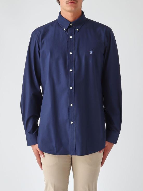26FW 폴로 랄프로렌 커스텀 핏 코튼 포플린 포니 로고 셔츠 710928255 001 Navy
