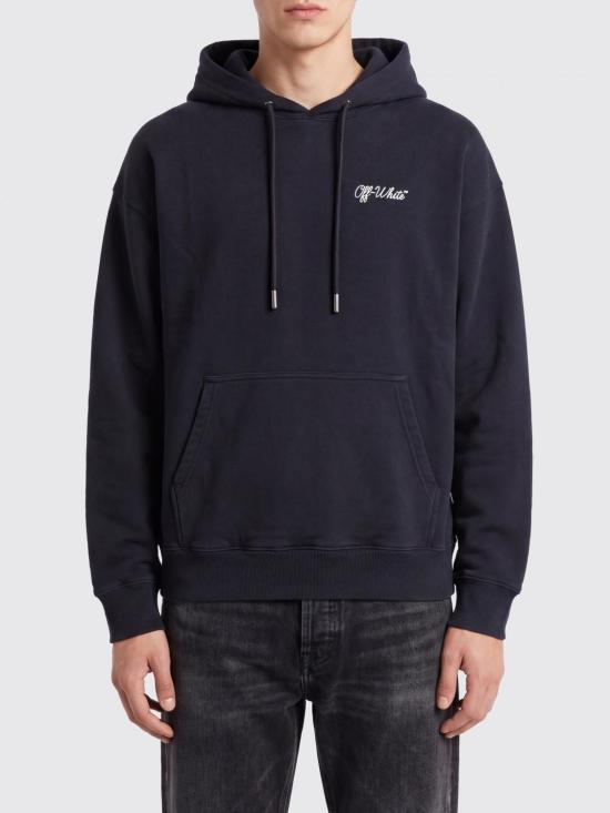 26FW 오프화이트 후드 티셔츠 OMBB085F26FLE00U00 001 Black