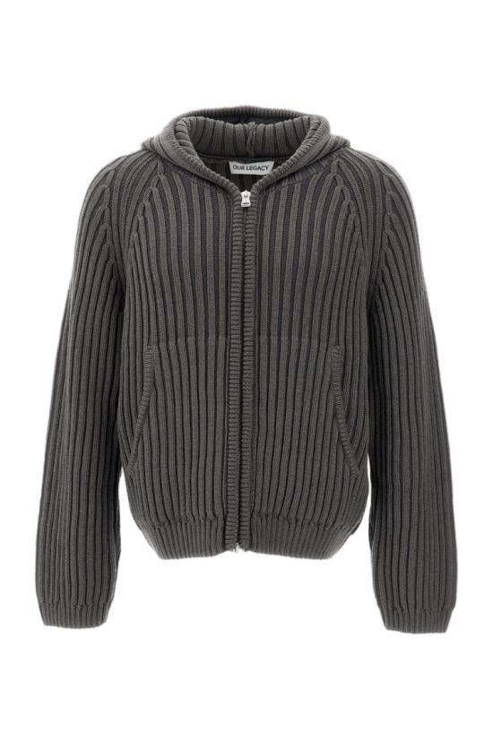 26FW 아워레가시 레벨 리브드 니트 후드 집업 레벨 리브드 니트 후드 집업 M4263LS Green