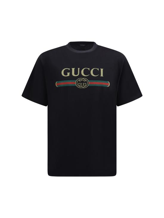 26FW 구찌 프린트 실크 저지 티셔츠 864626XJHUF 1152 BLACK