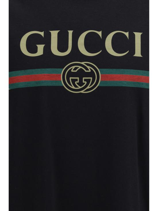 26FW 구찌 프린트 실크 저지 티셔츠 864626XJHUF 1152 BLACK - GUCCI