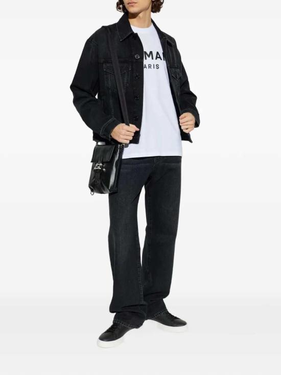 26FW 발망 반팔 티셔츠 GH1EG000BD45 GAB BLANC NOIR - BALMAIN
