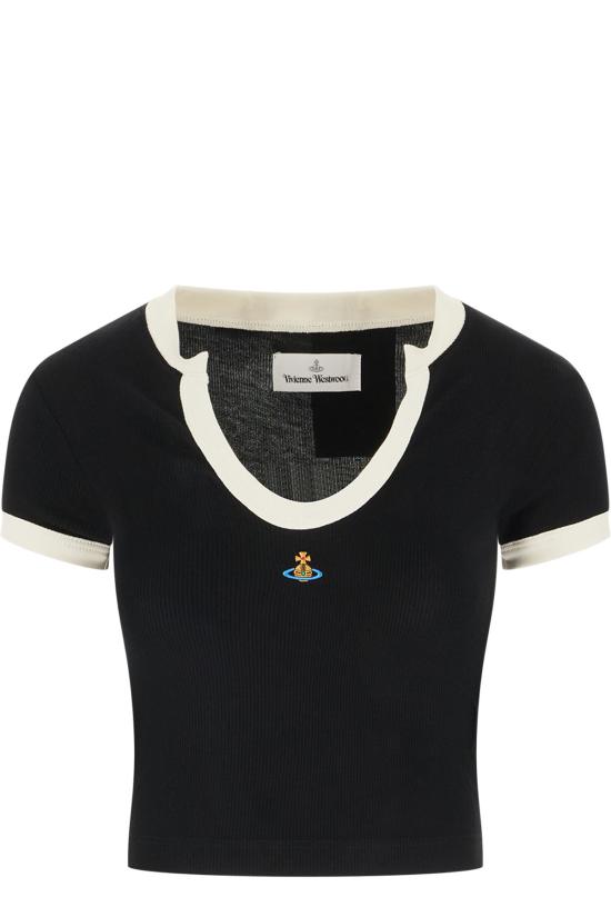 26FW 비비안웨스트우드 그래픽 프린트 탑 티셔츠 1G01001FJ00BO N401 BLACK