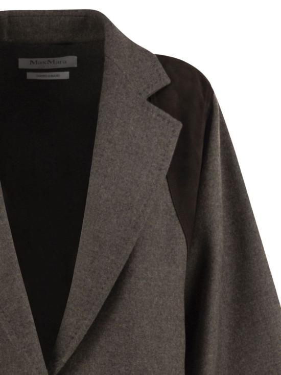 26FW 막스마라 페니체 레더 패널 버진 울 블레이저 자켓 2621046263600MXSFENICE 003 MARRONE GRIGIO - MAX MARA