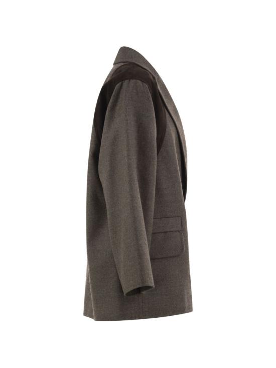 26FW 막스마라 페니체 레더 패널 버진 울 블레이저 자켓 2621046263600MXSFENICE 003 MARRONE GRIGIO - MAX MARA