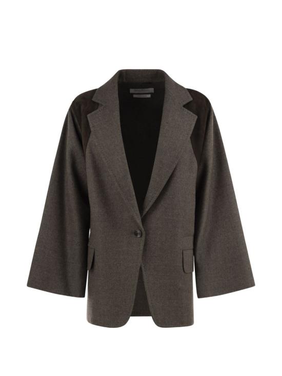 26FW 막스마라 페니체 레더 패널 버진 울 블레이저 자켓 2621046263600MXSFENICE 003 MARRONE GRIGIO