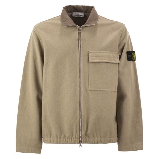 26FW 스톤 아일랜드 플라넬 오버셔츠 울 나일론 자켓 L2S151200033 BEIGE