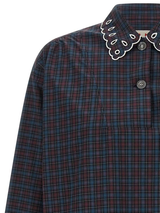26FW 마르니 블라우스/셔츠 상갈로 자수 셔츠 셔츠와 블라우스 블루 - MARNI