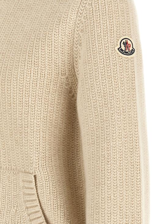 26FW 몽클레어 니트웨어 울과 캐시미어 소재의 베이지색 가디건 스웨터 및 가디건 - MONCLER