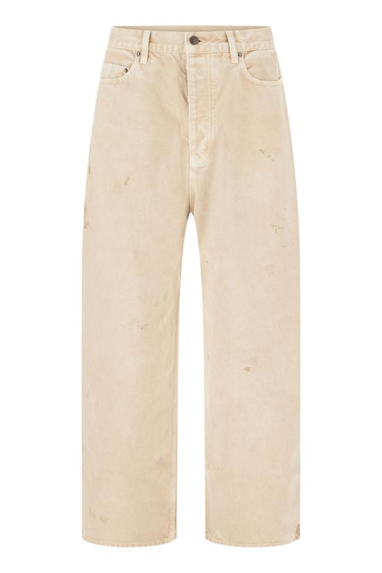 26FW 발렌시아가 디스트레스 페인트 스플래터 와이드 팬츠 A0099CTSWB2 9501 Beige