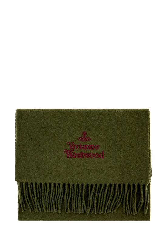 26FW 비비안웨스트우드 자수 로고 머플러 81030007W00Q7 M401 Green