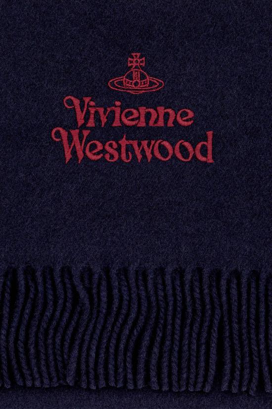 26FW 비비안웨스트우드 자수 로고 머플러 81030007W00Q7 K411 Blue - VIVIENNE WESTWOOD