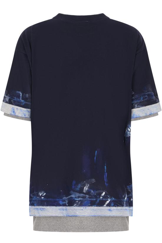 26FW 발렌시아가 페인트 스플래터 티셔츠 A009CWTUVJ7 8065 NAVY - BALENCIAGA