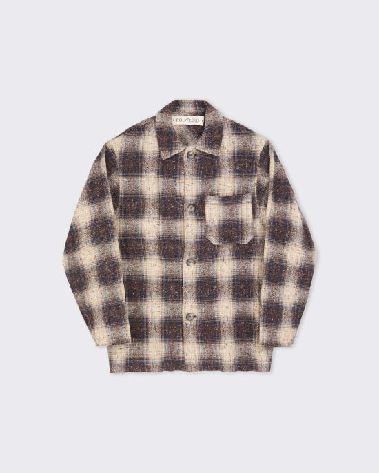  Polyploid Mens 셔츠 다배체 잠옷  연갈색 체크 - OTHER BRANDS
