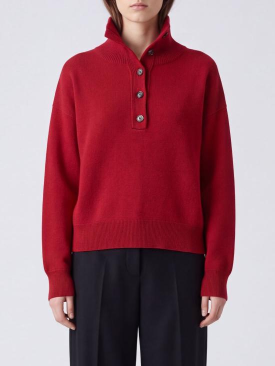 26FW 아미 브라운 하이 버튼 칼라 울 스웨터 UKS885DKN0192A 186 Red