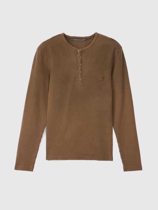 26FW 캠퍼 탑 AU00120 002 RIBBED LONG SLEEVE TOP 0 Brown - CAMPER