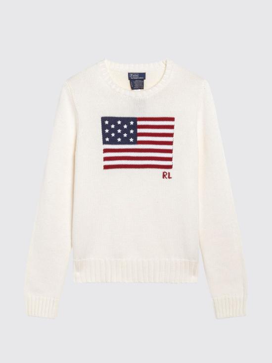 26FW 폴로 랄프로렌 아이코닉 플래그 스웨터 211896939 002 White - POLO RALPH LAUREN