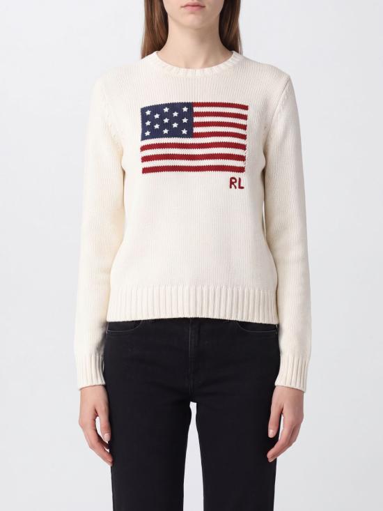 26FW 폴로 랄프로렌 아이코닉 플래그 스웨터 211896939 002 White