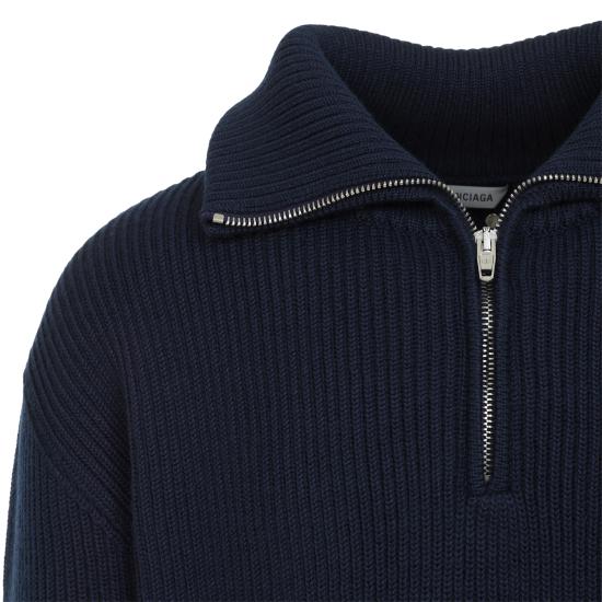 26FW 발렌시아가 집업 니트 A0092J T1809 4013 NAVY - BALENCIAGA