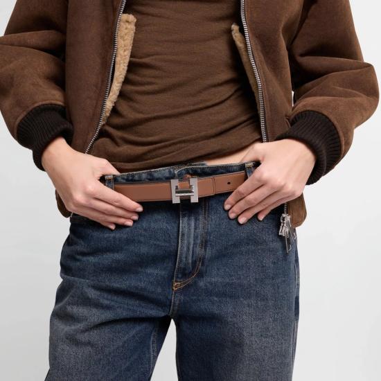 26FW 호간 벨트 KFWC01E0100GAN0P25 Brown - HOGAN