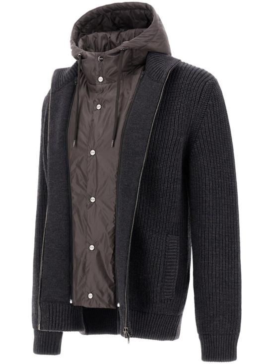 26FW 에르노 5게이지 리브 메리노 울 나일론 샤모니 재킷 MC000195U702729490 Black - HERNO