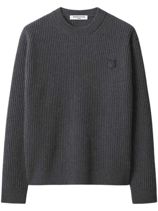 26FW 메종키츠네 폭스 헤드 울 립드 스웨터 PM00811KT1149 P190 GREY