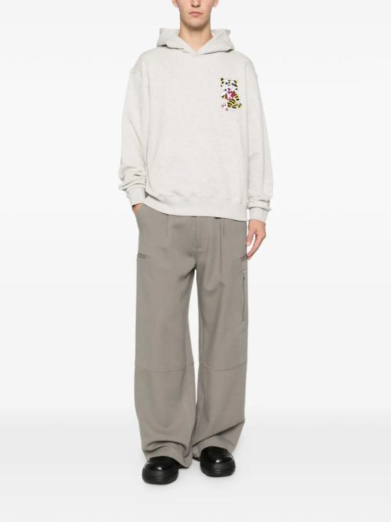 26FW 겐조 와일드 타이거 엠브로이더드 후드 티셔츠 FG55HO2044MJ 93 PALE GREY - KENZO