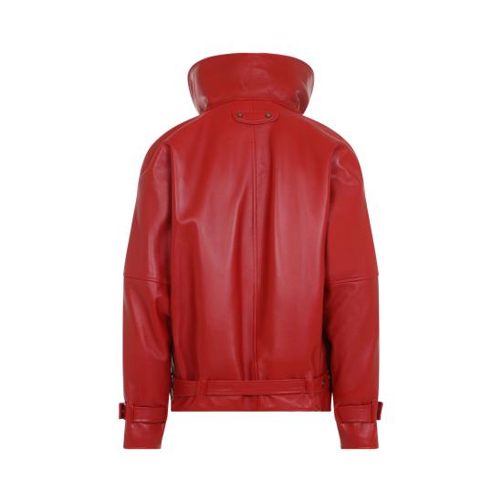 26FW 발렌시아가 가죽 라운드 봄버 재킷 가죽 라운드 봄버 재킷 A009FD TUS11 6400 RED - BALENCIAGA
