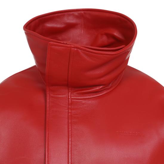 26FW 발렌시아가 가죽 라운드 봄버 재킷 가죽 라운드 봄버 재킷 A009FD TUS11 6400 RED - BALENCIAGA