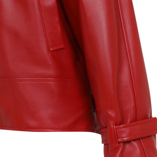 26FW 발렌시아가 가죽 라운드 봄버 재킷 가죽 라운드 봄버 재킷 A009FD TUS11 6400 RED - BALENCIAGA