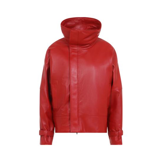 26FW 발렌시아가 가죽 라운드 봄버 재킷 가죽 라운드 봄버 재킷 A009FD TUS11 6400 RED
